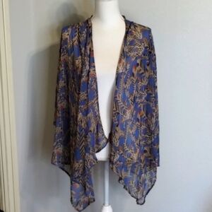 Toska women's large open flare sleeve kimono/duster sheer  lightweight feathers